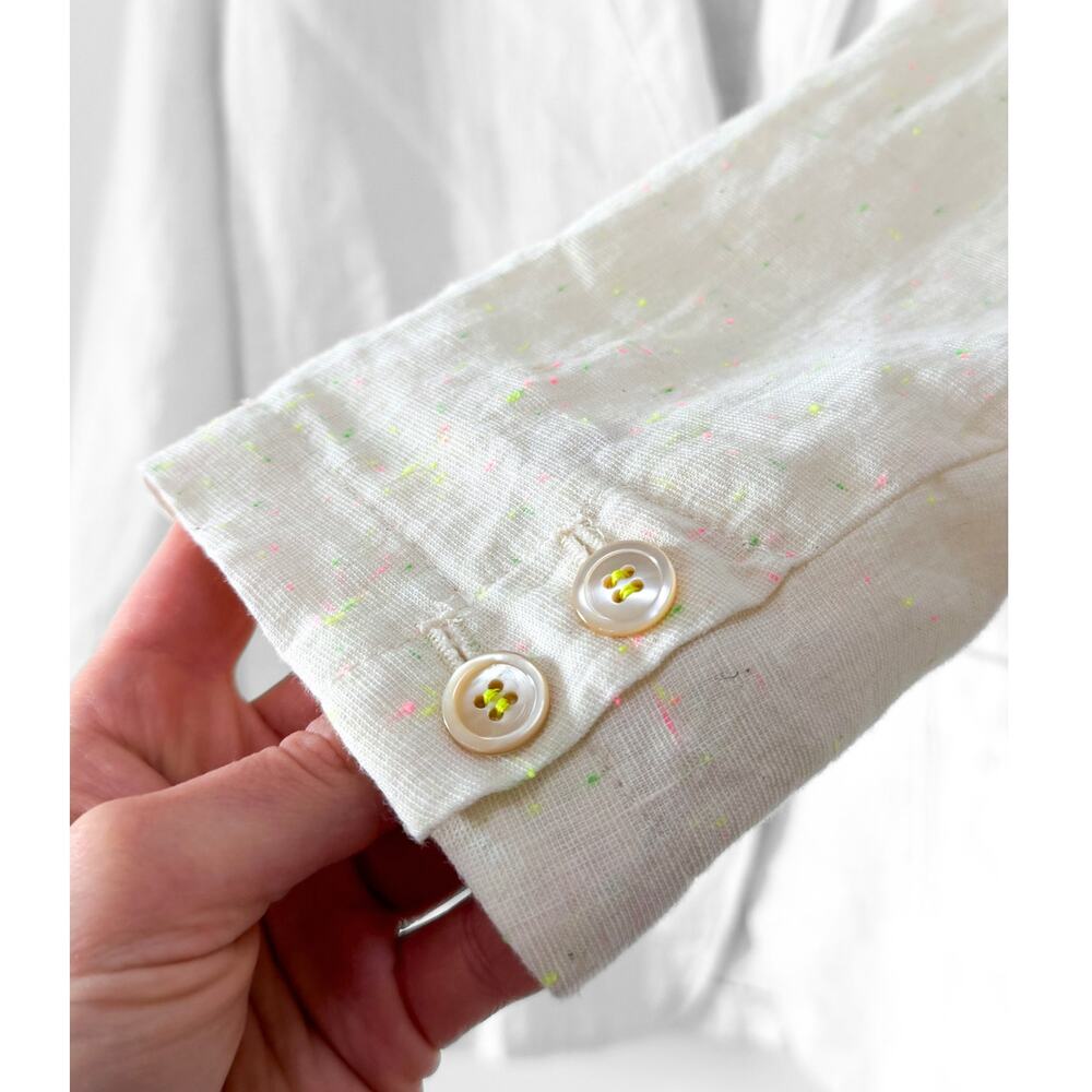 Forte forte Linen Confetti Speckled Cream Blazer Jacket Cream Neon Yellow Green - Picture 6 of 13